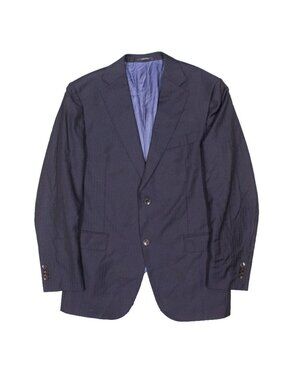 SuitSupply Blazer Napoli VBC 110s Wool Sport Coat Herringbone Navy Blue 42R